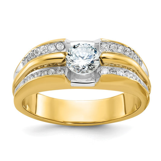 14k IBGoodman Men's Polished Diamond Semi-Mount Ring