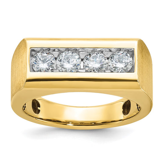 14k IBGoodman Men's Polished and Satin 4-Stone Ring Mounting