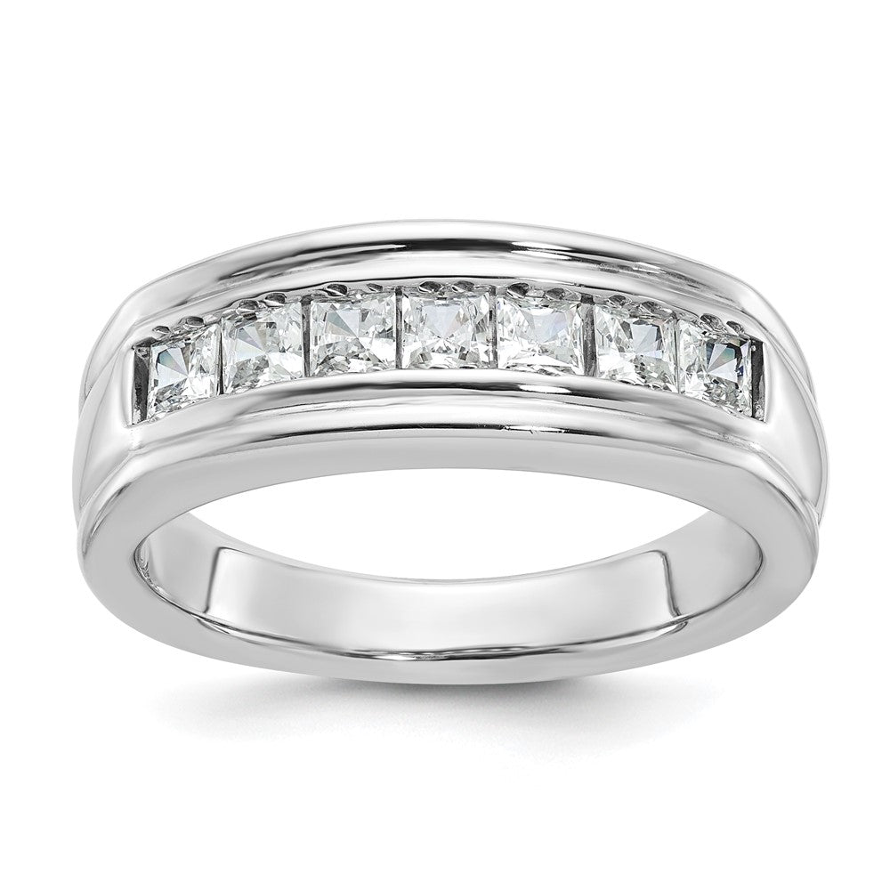 14kw IBGoodman Men's Polished & Grooved Square Diamond Ring