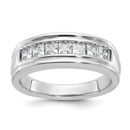 14kw IBGoodman Men's Polished & Grooved Square Diamond Ring