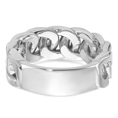 14k White Gold IBGoodman Men's Link Design 1/8 carat Diamond Complete Ring