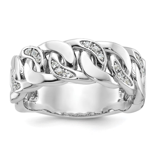 14k White Gold IBGoodman Men's Cuban Link Design Diamond Complete Ring