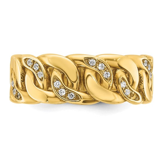 14k IBGoodman Men's Link Design 1/8 carat Diamond Complete Ring