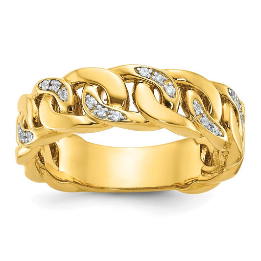 14k IBGoodman Men's Cuban Link Design Diamond Complete Ring