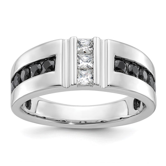 14k White Gold IBGoodman Men's Black and White Diamond Ring