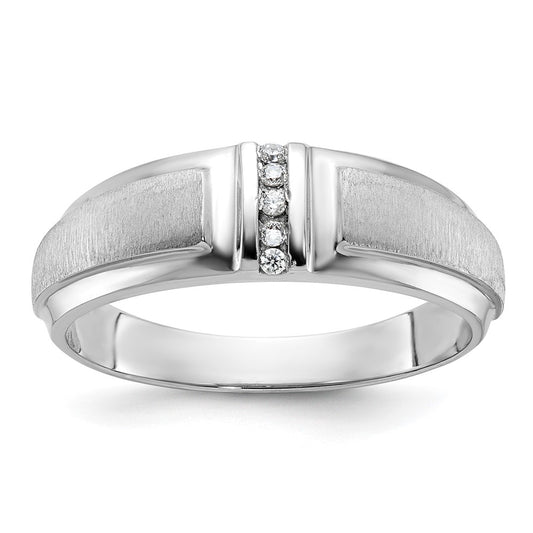 14kw IBGoodman Men's Polished & Satin 3-Stone AA Diamond Ring