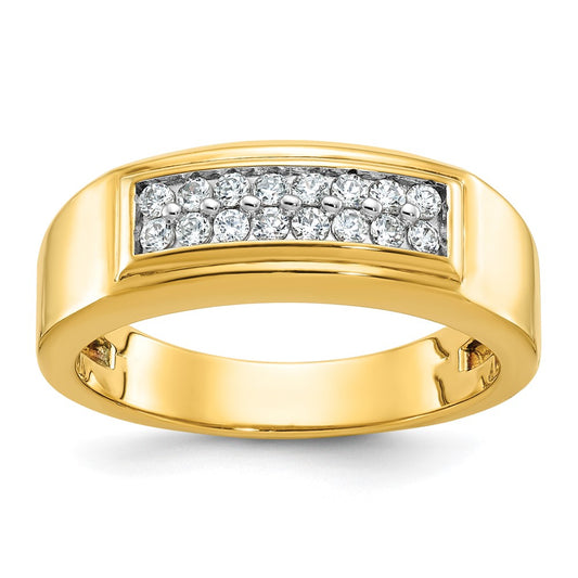 14k IBGoodman Men's Polished 2-Row Ring Mounting