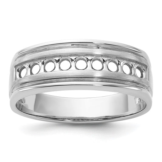 IBGoodman 14k White Gold 9 Stone Polished/Brushed/Grooved Ring Mounting