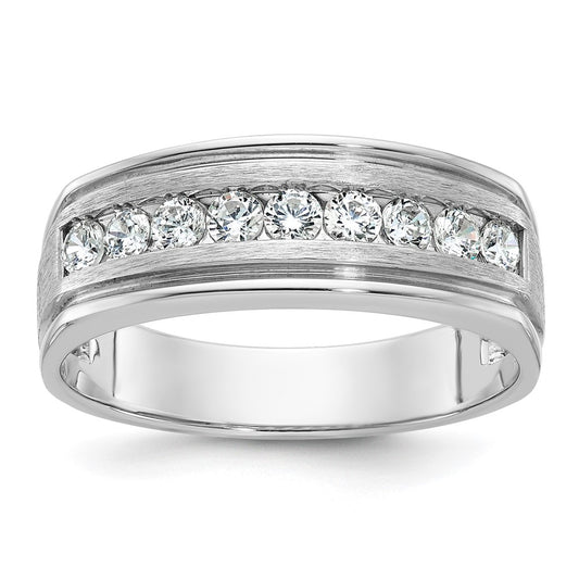 14kw IBGoodman Men's Polished Brushed Grooved Diamond Ring