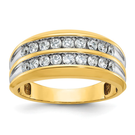 14k IBGoodman Men's Polished Two-Row Ring Mounting