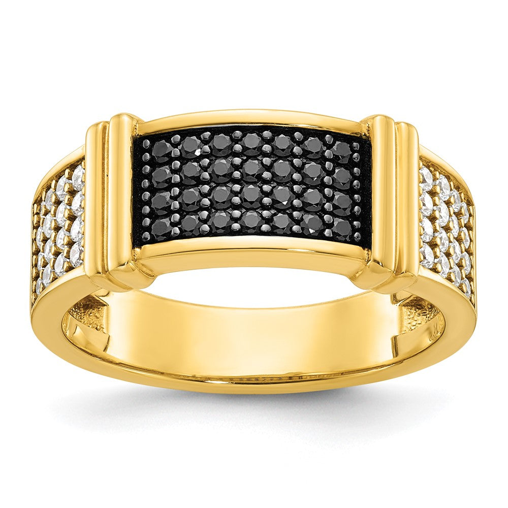 14k IBGoodman Men's Black and White Diamonds Complete Ring