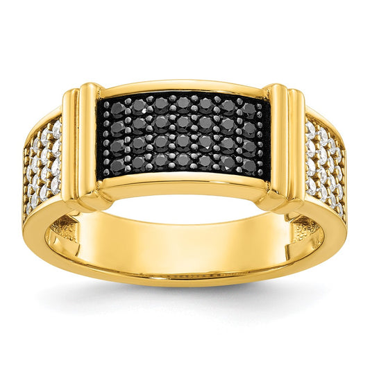 14k IBGoodman Men's Black and White Diamonds Complete Ring