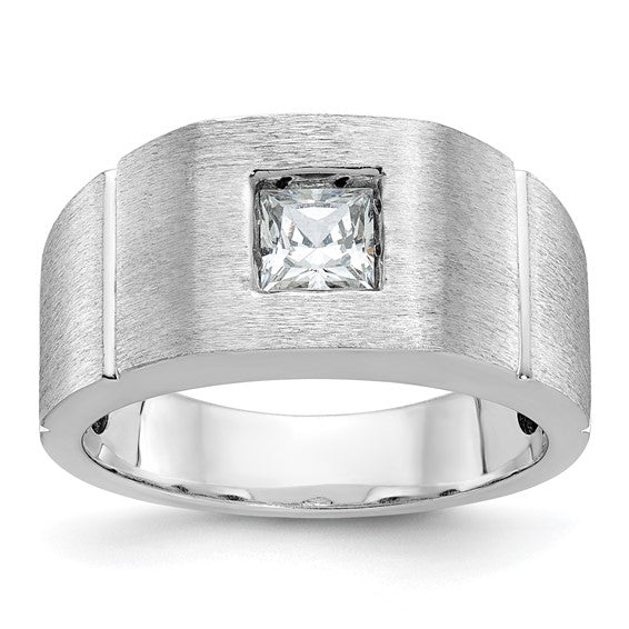 IBGoodman 14k White Gold Men's Polished And Satin Square Solitaire 2/3 ...