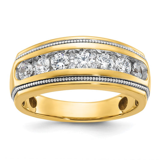 14k IBGoodman Men's Polished and Milgrain Ring Mounting