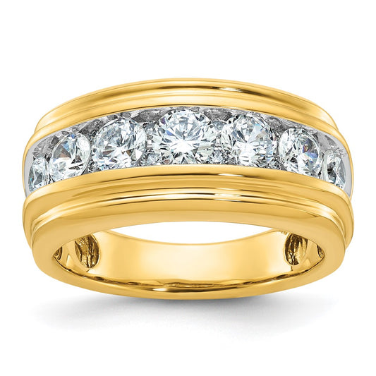 14k w/ White RH IBGoodman Men's Polished & Grooved Diamond Ring