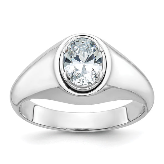 14k White Gold IBGoodman Men's Oval Diamond Ring Mounting