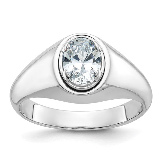 14k White Gold IBGoodman Men's Oval Complete Lab Grown Diamond Ring ...