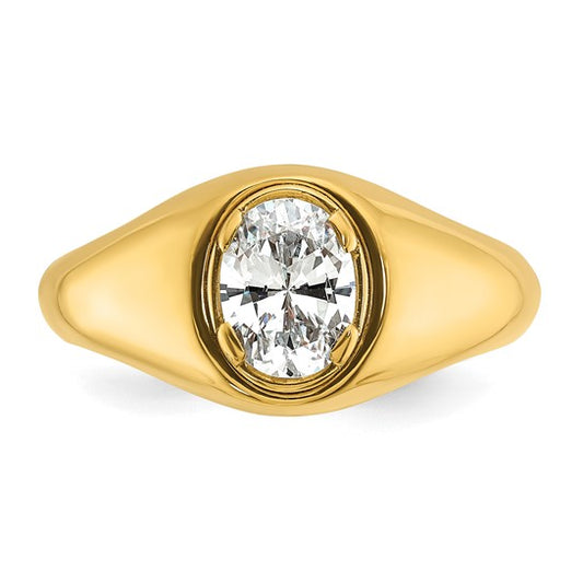 14k IBGoodman Men's Oval Complete Lab Grown Diamond Ring