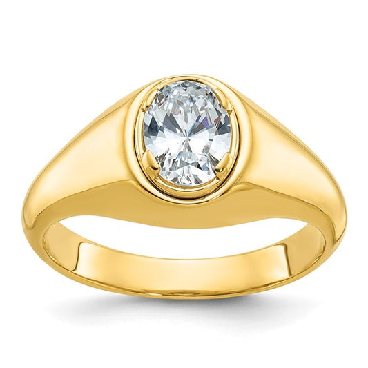 14k IBGoodman Men's Oval Complete Lab Grown Diamond Ring