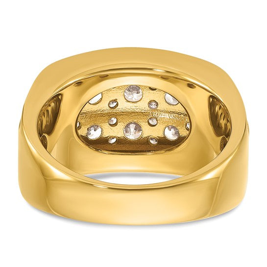 IBGoodman 14k with White Rhodium Men's Polished and Grooved 2-Row 2 Carat AA Quality Diamond Ring