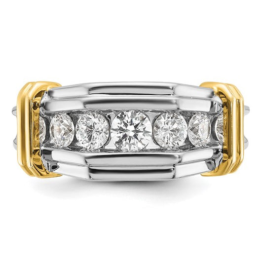 IBGoodman 14k Two-tone Men's Polished and Grooved 5-Stone 1 Carat AA Quality Diamond Ring