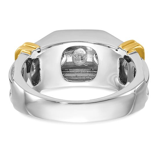 IBGoodman 14k Two-tone Men's Polished and Grooved 5-Stone 1 Carat AA Quality Diamond Ring