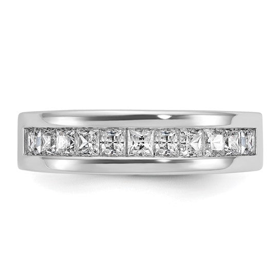 IBGoodman 14k White Gold Men's Polished Square 11-Stone 1 Carat AA Quality Diamond Ring