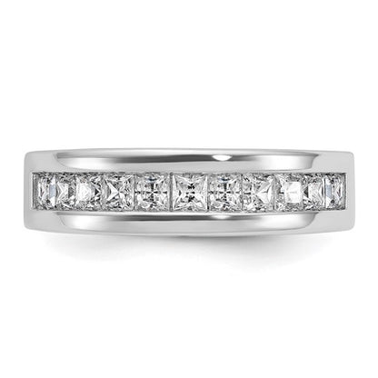 IBGoodman 14k White Gold Men's Polished Square 11-Stone 1 Carat AA Quality Diamond Ring