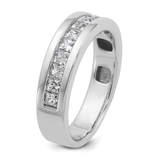 IBGoodman 14k White Gold Men's Polished Square 11-Stone 1 Carat AA Quality Diamond Ring