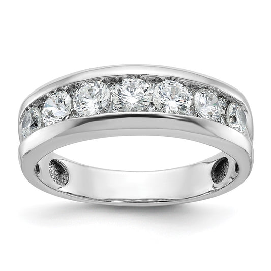 14k White Gold IBGoodman Men's Polished 1ct. Diamond Ring
