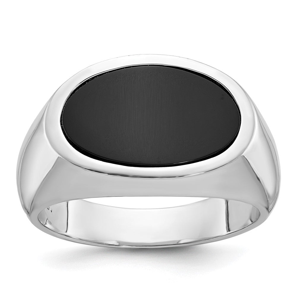 14k White Gold IBGoodman Men's East-West Oval Onyx Ring Mounting