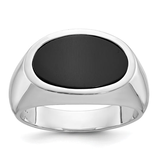 14k White Gold IBGoodman Men's East-West Oval Onyx Ring Mounting