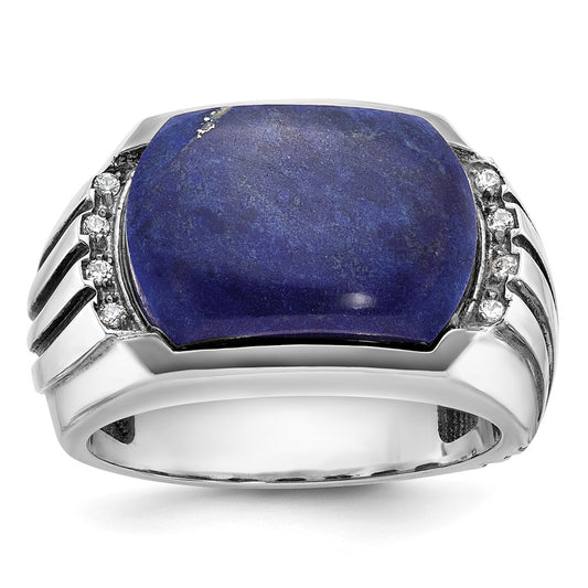 14k White Gold w/Black Rhod IBGoodman Men's Lapis Diamond Ring Mounting