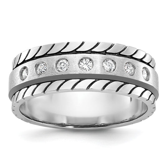 14k White Gold IBGoodman Men's Polished/Satin Diamond Complete Ring