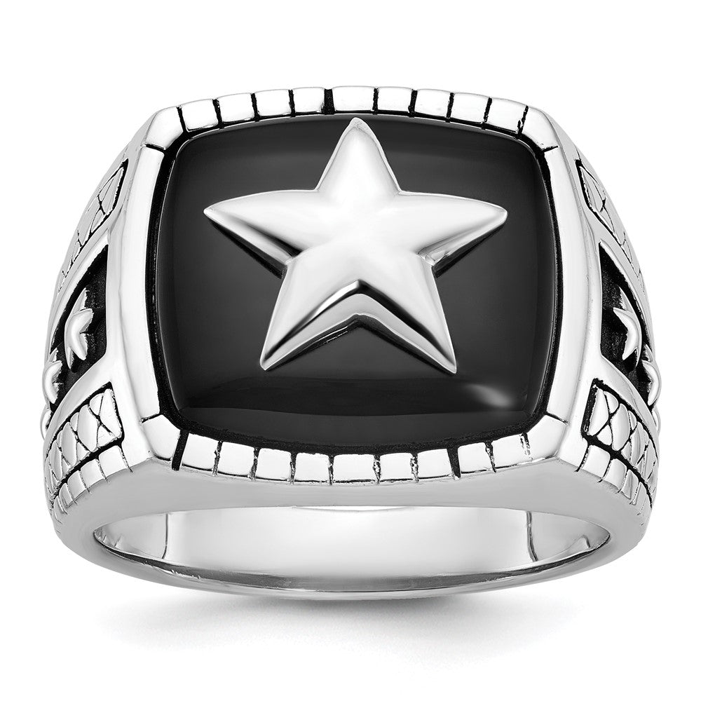 14k White Gold IBGoodman Men's Onyx Star Ring Mounting