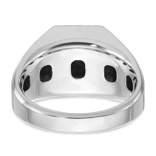 14k White Gold IBGoodman Men's Onyx and 1/8 carat Diamond Complete Ring