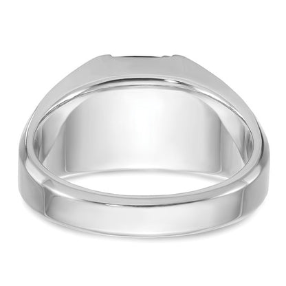 14k White Gold IBGoodman Men's Created Sapphire and 1/20 carat Diamond Complete Ring