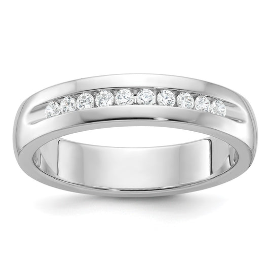 14kw IBGoodman Men's Polished & Grooved 10-Stone Dia Ring