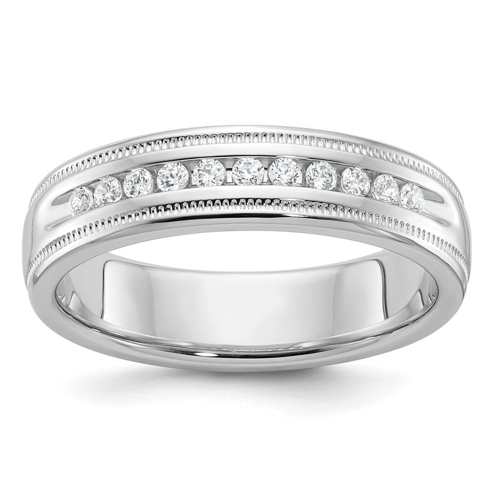 14kw IBGoodman Men's Polished and Milgrain 11-Stone Diamond Ring