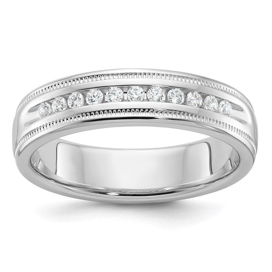 14kw IBGoodman Men's Polished and Milgrain 11-Stone Diamond Ring