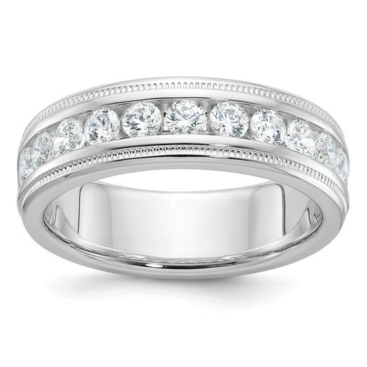 14kw IBGoodman Men's Polished and Milgrain 11-Stone Diamond Ring