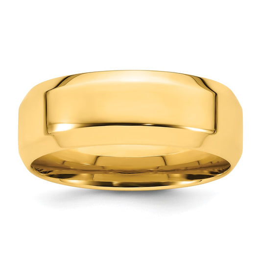 14KY 8mm Bevel Edge Comfort Fit Band Size 8