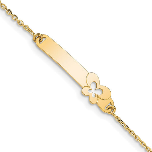 14K Children's Polished Butterfly w/1in ext. ID Bracelet