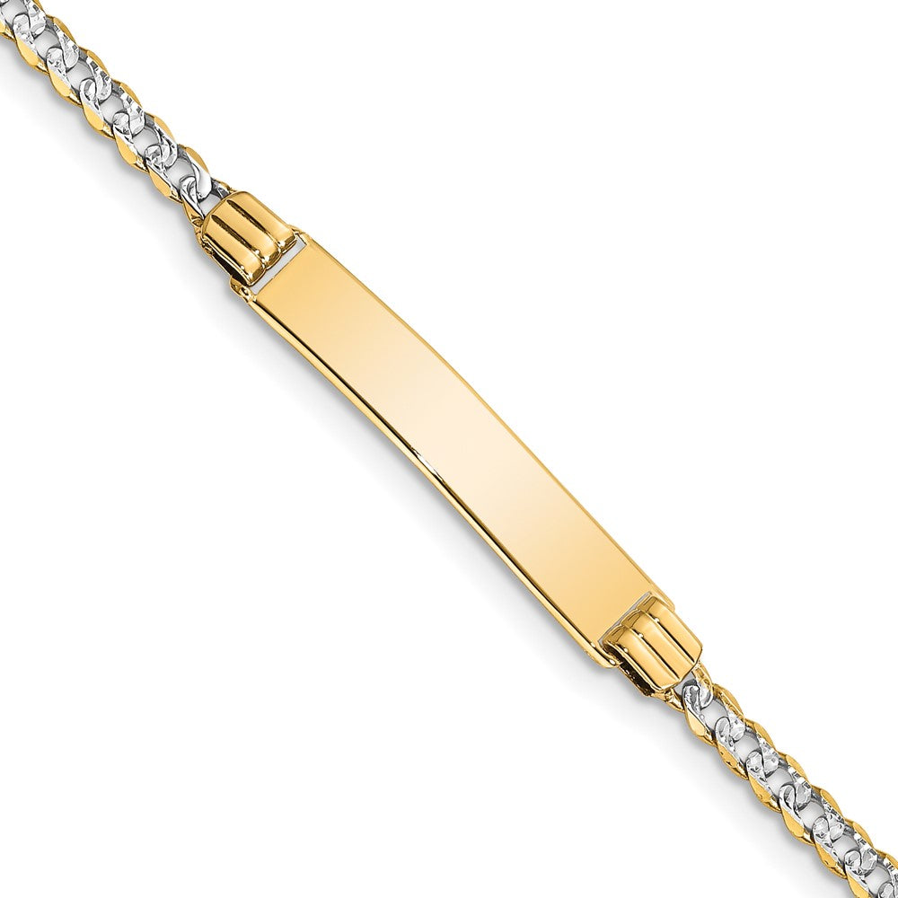 14k w/Rhodium Children's Pavé Curb Link ID Bracelet