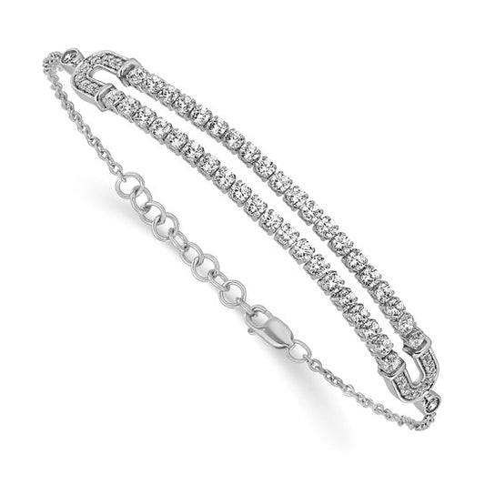 14K White Gold Lab Grown Diamond VS/SI GH, with 1 inch ext. Bracelet