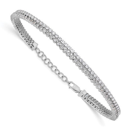 14K White Gold Lab Grown Diamond VS/SI GH, with 1 inch ext. Dbl Bracel