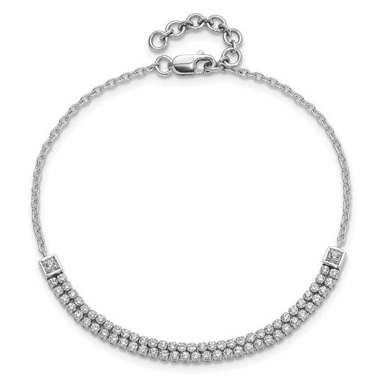 14K White Gold Lab Grown Diamond VS/SI GH, with 1 inch ext. Bracelet