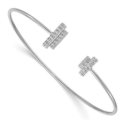 14k White Gold Diamond Flexible Cuff Bangle