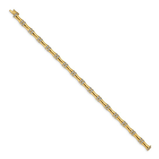 14k Gold Diamond Bamboo Design Bracelet