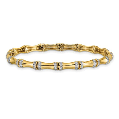 14k Gold Diamond Bamboo Design Bracelet